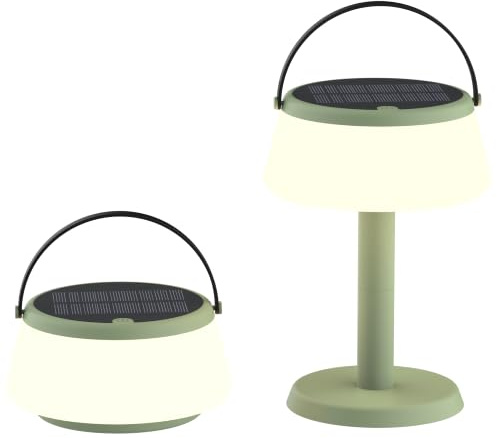 BOLD Solar-LED-Tischleuchte - Tragbare Outdoor Tischlampe Dimmbar - Grün | IP44 Akku Leuchte fuer Balkon & Camping, 280 lm Warmweiss, inkl. USB-C Kabel, 4h Laufzeit, Hoehe 7-20 cm schraubbar