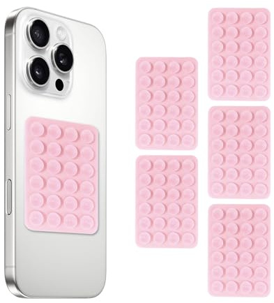 BWOOOWE 5 Pezzi Ventosa per Telefono in Silicone Supporto Antiscivolo per Cellulare Ventosa Auto Compatibile con Custodie iPhone e Android Supporto Hands Free per Selfie e Video(Rosa chiaro)