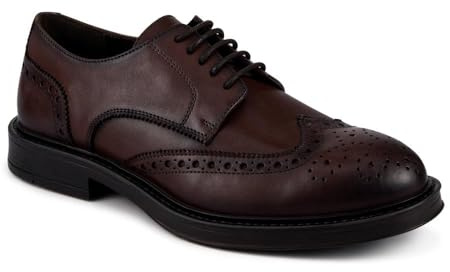 Pavers Wide Fit Leather Brogue Derby Shoes - Brown Size 10