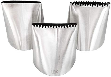 Set di punte per tubazioni in acciaio inox 304, 200 #/201 #/202 #, ugelli piatti e seghettati extra large per torte e pasticceria