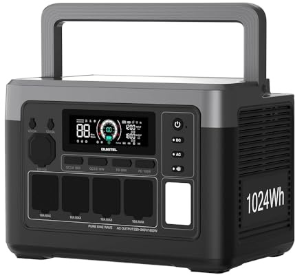OUKITEL P1000PLUS Estación de Energía Portátil 1800W(Máxima 3600W), Generador Solar con Batería LiFePO4 1024Wh, Carga Rápida de 1200 W, con Control Mediante APP