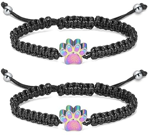 ZBIianxer 2PCS Stahl Gedenkarmband für Haustiere, Verstellbarer Unisex Schmuck zum Aufbewahren von Tierhaaren, Erinnerungsarmband aus Stahl