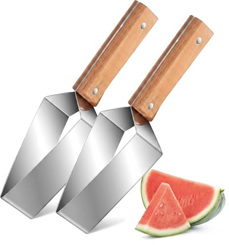 Zoruam Set di 2 coltelli da anguria con manico ergonomico in acciaio inox. Strumento versatile per tagliare frutta, coltello da anguria portatile ideale per la cucina