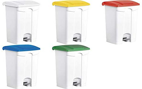 helit H2402205 Tret-Abfalleimer, 70 Liter, weiß