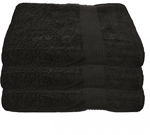 Julie Julsen 3er Pack Duschtuch 23 Farben erhältlich weich und saugstark 500gsm Öko Tex Schwarz 70 x 140 cm