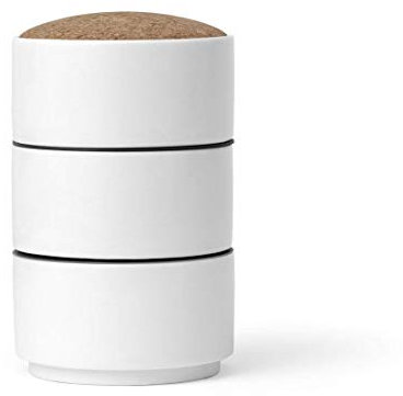 Porzellan-Tee-Dose für Teebeutel & losen Tee, mit drei Fächern zum Aufbewahren ihres Lieblings-Tee, weiß, mit Aroma-Kork-Deckel, Set