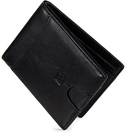 SERASAR | Portafoglio da Uomo [Clever] in Vera Pelle Nera con Protezione RFID, Antifurto e Confezione Regalo - Borsa-di-attrezzi Grande