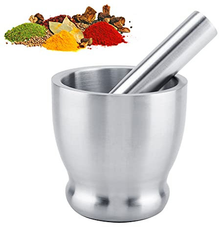 Juego de mortero de acero inoxidable, Manual Mortero Pestle Grinder Frijoles Ajo Especias Productos alimenticios Herramienta de cocina