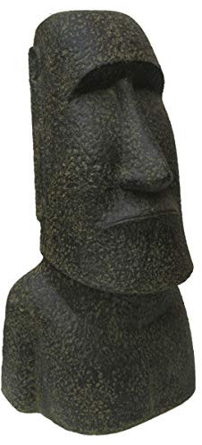 STONE art & more Moai Osterinsel Kopf Statue 150cm Steinfigur Steinguss frostfest Garten Deko Figur schwarz antik