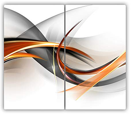 Planche à Découper en Verre 2x30x52 cm Modernité Pieds Antidérapants Contact Alimentaire Symétrique Bords Polis Avec Impression Décoration Résistant à la Chaleur - Abstraction des vagues