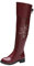 Stivali Donna Fiocco Zip Laterale Rotondo Ginocchio Tacco Quadrato Nudo Stivaletti Casual a Tubo Lungo (38,Vino)