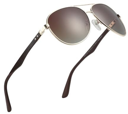 ZENOTTIC Pilot Polarised Sunglasses Mens Womens Carbon Fiber Metal Frame Mirrored UV400 Protection Unisex Classic Retro Style