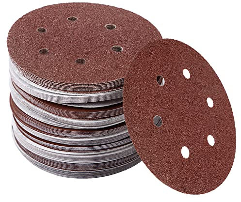 150mm Sanding Discs 100pcs Assorted Sandpaper 40 80 120 240 400 600 800 1000 1500 2000 Grit Sandpaper 6-Holes for Random Orbital Sander