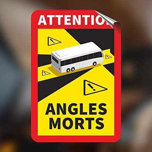 Aufkleber Toter Winkel für Bus/Wohnmobil, Pflicht in Frankreich, Angles Morts Aufkleber 3 Stück