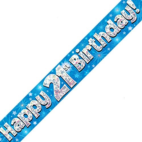 21st Birthday Blue Birthday Party Foil Banner Pennant Age 21