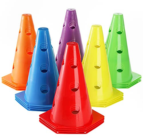 Suwimut 24 Stück Kunststoff Agility Kegel, 23cm/9inch Fußballkegel Training Agilität Feldmarker, Kunststoff Verkehrskegel für Training, Fußball Basketball Übungen, Verkehr, Aktivität, Party