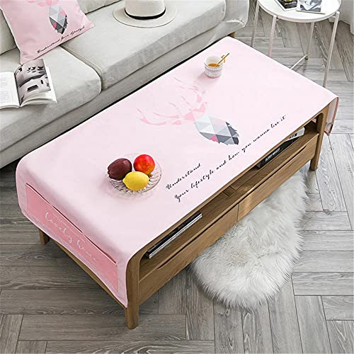 Dostear Accessori Copri Microonde Forno Stoffa Cucina Frigorifero Tovaglia da Esterno Lino Rettangolare Cotone Antimacchia Alce geometrico rosa 50 X 150cm