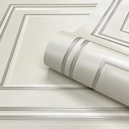 YöL Full Roll White Silver Textured Wood Panelling Effect Vinyl Wallpaper Metallic