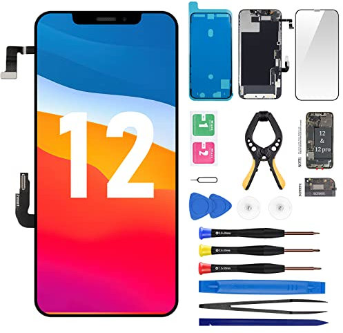 Ersatz-Bildschirm für iPhone 12 15.5 cm (6.1 Zoll) für iPhone 12 Pro, 12pro Touch-Display, LCD-Digitizer, vollständige Montage mit Reparatur-Sets, A244444403, A24444 04