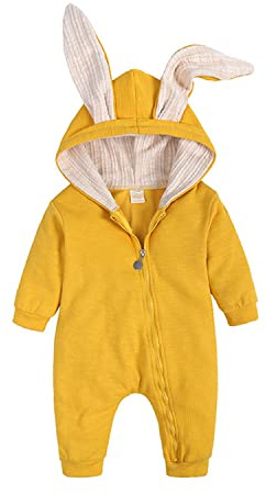 Verve Jelly Baby Mädchen Jungen Kleidung Top Bunny Ear Hoodie Bodysuit Strampler Einfarbig Langarm Outfit