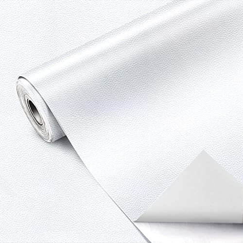 GELAISI Kunstleder Selbstklebend 40x300cm,Leder Patch Kit Weiß lederflicken, Leder zum Kleben, Lederoptik Folie Möbelfolie Tapeten Lederreparatur Polster für Ledertasche Autositz Sofa Möbel