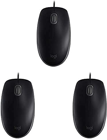 Logitech B110 Silent Kabelgebundene Maus - Schwarz, 3er Pack