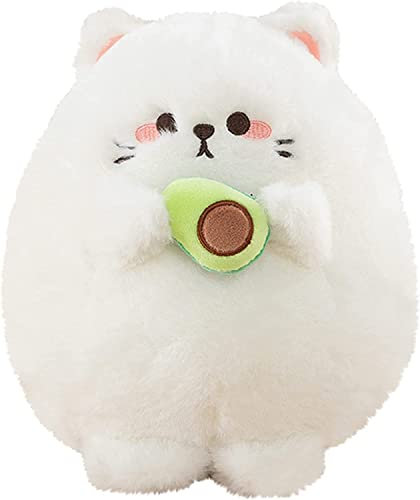 Firecos Katze Kuscheltier Kawaii Klein Katzen Avocado Plüschtier Stofftier Niedlich Geburtstag Weihnachten Geschenke für Freunde Kinder (Weiß, 30cm)