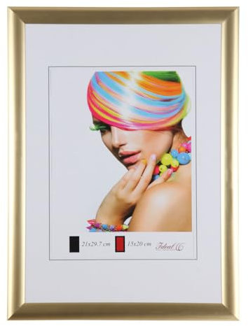 Art Line Trendiger Kunststoff Bilderrahmen mit echtem Glas Urkunde Foto Rahmen: Farbe: Gold | Format: 20x30