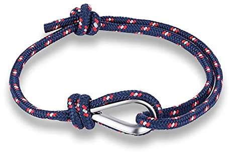 ZENSE - Bracelet bleu marine points rouges et blanc avec boucle acier ZB0372