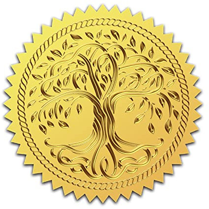 CRASPIRE 2 Albero della Vita Adesivi Goffrati in Lamina d'oro Sigilli Certificati Adesivo Autoadesivo 100 Pezzi Etichette Decorative per Laurea Inviti Matrimonio Diplomi Certificati Buste