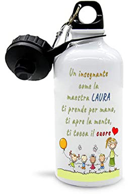 Mr. Gadgets Borraccia personalizzabile Regalo Maestre Fine Anno (Ti prende per mano)