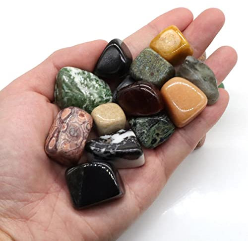 RIAAJ Kristallheilung, polierter getrommelter Kies, Mineralprobe, Edelsteine, Edelstein, roh, Aquarium-Dekoration, Mix, zufälliger Stein, 1 Stück