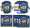 40PCS 60 Birthday Decorations for Men Navy Blue and Gold 60th Birthday Party Disposable Dinnerware Set Plates, Paper Napkins Party Supplies for Men Cheers to 60 Years