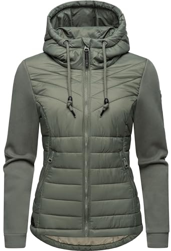 Ragwear Damen Übergangsjacke leichte Steppjacke kurz mit weichen Ärmeln und Kapuze Sandrra Olive Gr. L