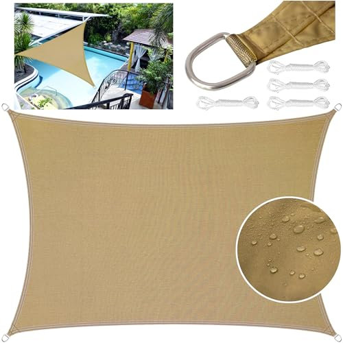 LEcylankEr Vela Ombreggiante Impermeabile, Vela Ombreggiante Anti UV, Tenda a Vela per Esterno, Adatto per Giardini/Terrazze/Piscine (3 * 4M, Sabbia)