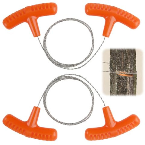 2Pcs Scie à Câble en Acier Inoxydable de Poche Outil à Fil d'acier Mini Scie Chaîne Polyvalent pour le Randonnée Camping et les Urgences en Plein Air