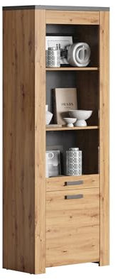 möbelando Vitrine >Follow< in Artisan Eiche Melamin - 73x199x40 (BxHxT)
