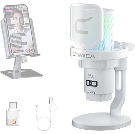 COMICA EJoy Uni Pro Micrófono USB Inalámbrico para PC, Micrófono de Condensador para Juegos con Ganancia/Silencio/Reducción de Ruido/Monitor, Micrófono para Streaming, Podcast, Teléfono Móvil, PS4&5