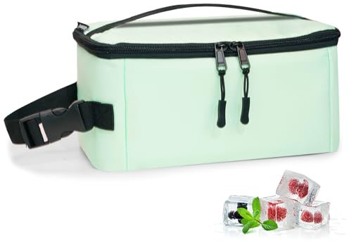 Cerbonny Small Cooler Bag Freezable Lunch Bag, Small Lunch Bag Insulated with Ice Pack, Mini Cooler Bag for Work School Trip,Fit for 3+,(Mint Green)