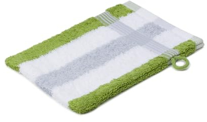 liebling Waschhandschuh, 100% hochwertige Baumwolle, Serie Miami, 17 x 24 cm, waschbar & trocknergeeignet, Farbe: apfelgrün/weiß/Silber