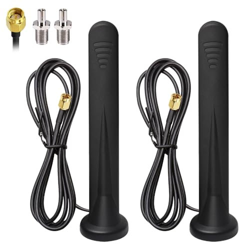 FENGQ 5G LTE Antenne, 2 X Signalverstärker, Omnidirektionale Netzwerkantenne SMA TS9 Stecker, 12DBI Magnetfuß Antenne Mit 3M Kabel, Antenne Outdoor Omnidirektionaler Für 3G/4G/5G/GSM/GPRS Router