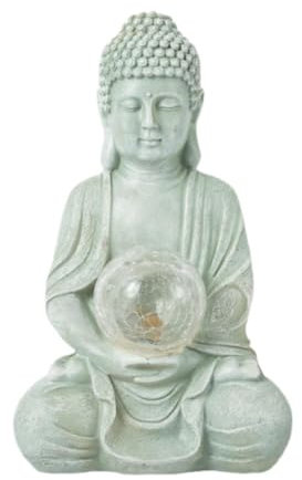 LOVIVER Solar Outdoor Garten Statue Licht Buddha Figurine Einzugsgeschenk Lampe Hof Kunst für Balkon Hof Veranda Terrasse