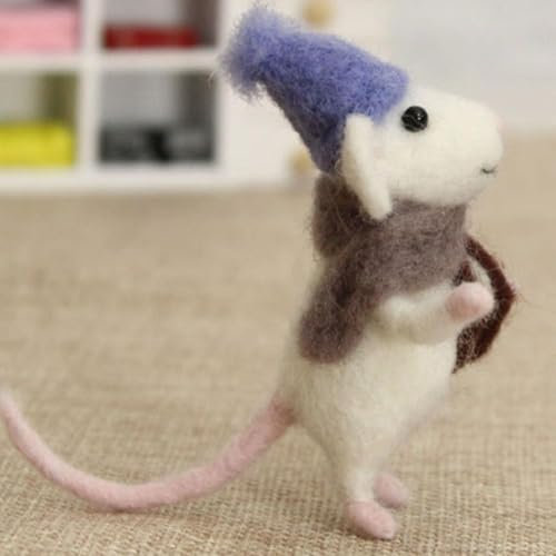 LQQDREX Christmas Felt Mice Ornaments, Mice Needle Felting Starter Kit Felt Mouse Craft Kit, Cute Handmade Needle Felting Kit Beginner Unfinished Wool Felt Mouse Craft Kit for Beginner DIY Craft
