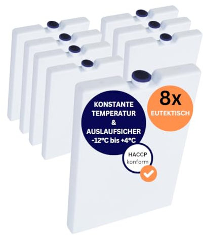 getgastro 8-er Kühl-Akkus für Kühlbox, Kühltasche (eutektisch)– Auslaufsicher & Wiederverwendbar -Kühlpack für Camping, Catering & Outdoor – Kühlpad für Lebensmitteltransport & Lagerung