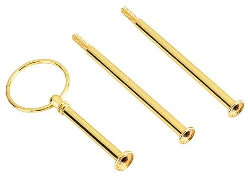 Hardware Fittings for Cake Stand, 3 Tier Cake Stand Fittings Hardware Holder for Resin Crafts DIY Making Cupcake Serving Decoration (Round three layers golden)