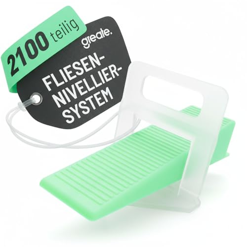 greate 2100-teiliges Fliesen Nivelliersystem 2mm - Fliesenverlegehilfe | Set mit 2000 Zuglaschen & 100 Keile - Fliesen Verlegehilfe - Fliesenkeile