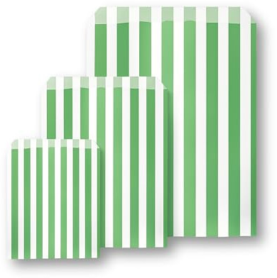 Somwell 100 grüne gestreifte Süßigkeitenpapiertüten, 25,4 x 35,6 cm, ideal für Süßwaren, Partytüten, Gastgeschenke, Pick-n-Mix, Hochzeits-Süßigkeitentüten (100, 25,4 x 35,6 cm)