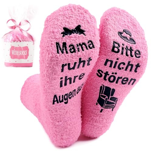 Lustige Socken Geschenke für Frauen, Mama Socken mit Spruch Bitte nicht stören Mama ruht ihre Augen aus, 36-43 Anti-Rutsch Socken, Geschenke zum Geburtstag, Weihnachten Muttertagsgeschenk für Mama