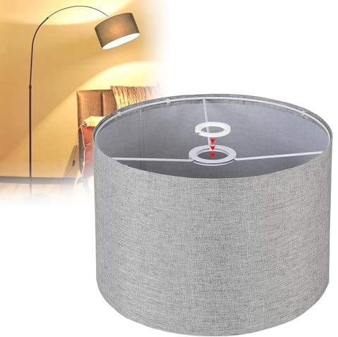 EFUTURETIME Lampenschirm Stoff H20 x Ø30cm Trommel für E14/E27 Grau | Für Stehlampe, Deckenleuchte, Hängelampe, Wandleuchte, Nachttischlampe und Tischlampe