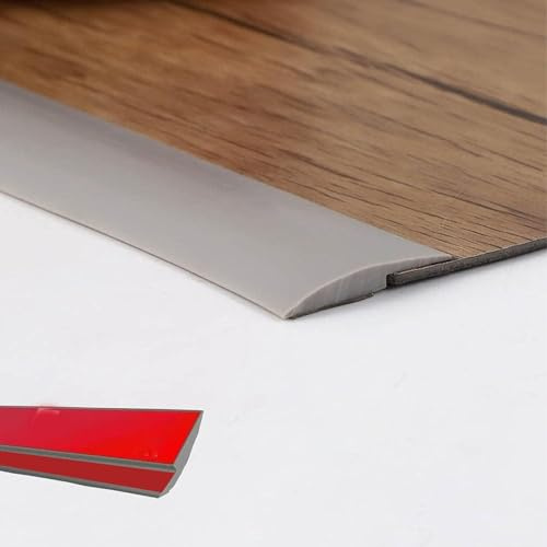 6M Striscia di transizione autoadesiva per moquette grigia in PVC per laminato, porta, soglia, rivestimento per pavimenti in gomma per piastrelle, bordi per pavimenti (altezza di copertura entro 3mm)